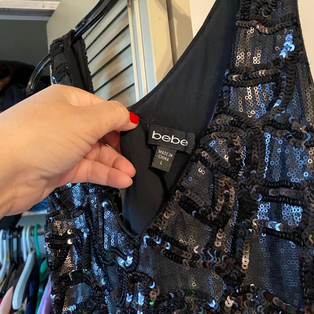 Sequence leather dress